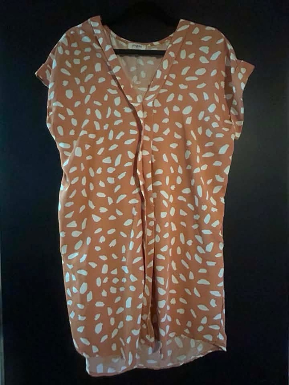 Umgee Rust Orange & White Printed V-Neck Midi Dress